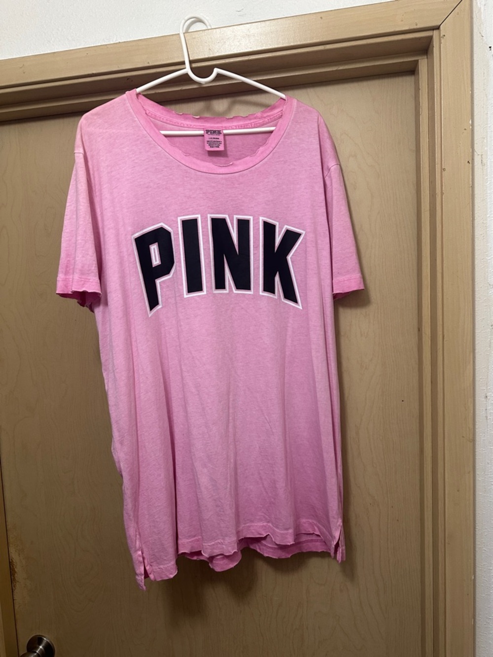 PINK Victoria's Secret Distressed Crewneck Tee in Light Pink